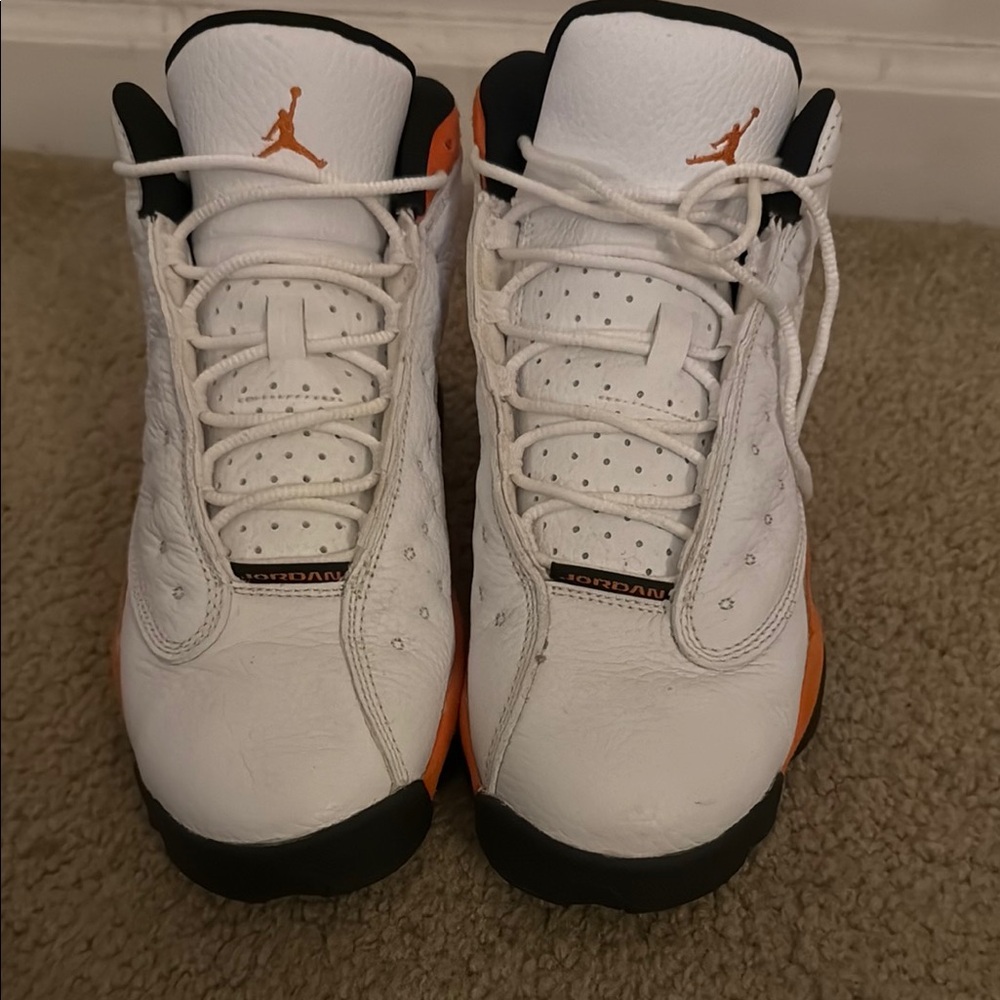 Jordan Kids White and Orange Sneakers